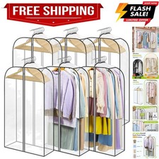 6 Pack Clear Garment Bags for Hanging Clothes with Zippers on Double Sides - ...