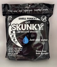 GET Skunky 60 Second Shower No Rinse Bathing Wipes 25 Count Camping Elder Kids
