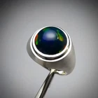 Natural Black Opal Men's Ring 925 Sterling Silver Men's Ring.