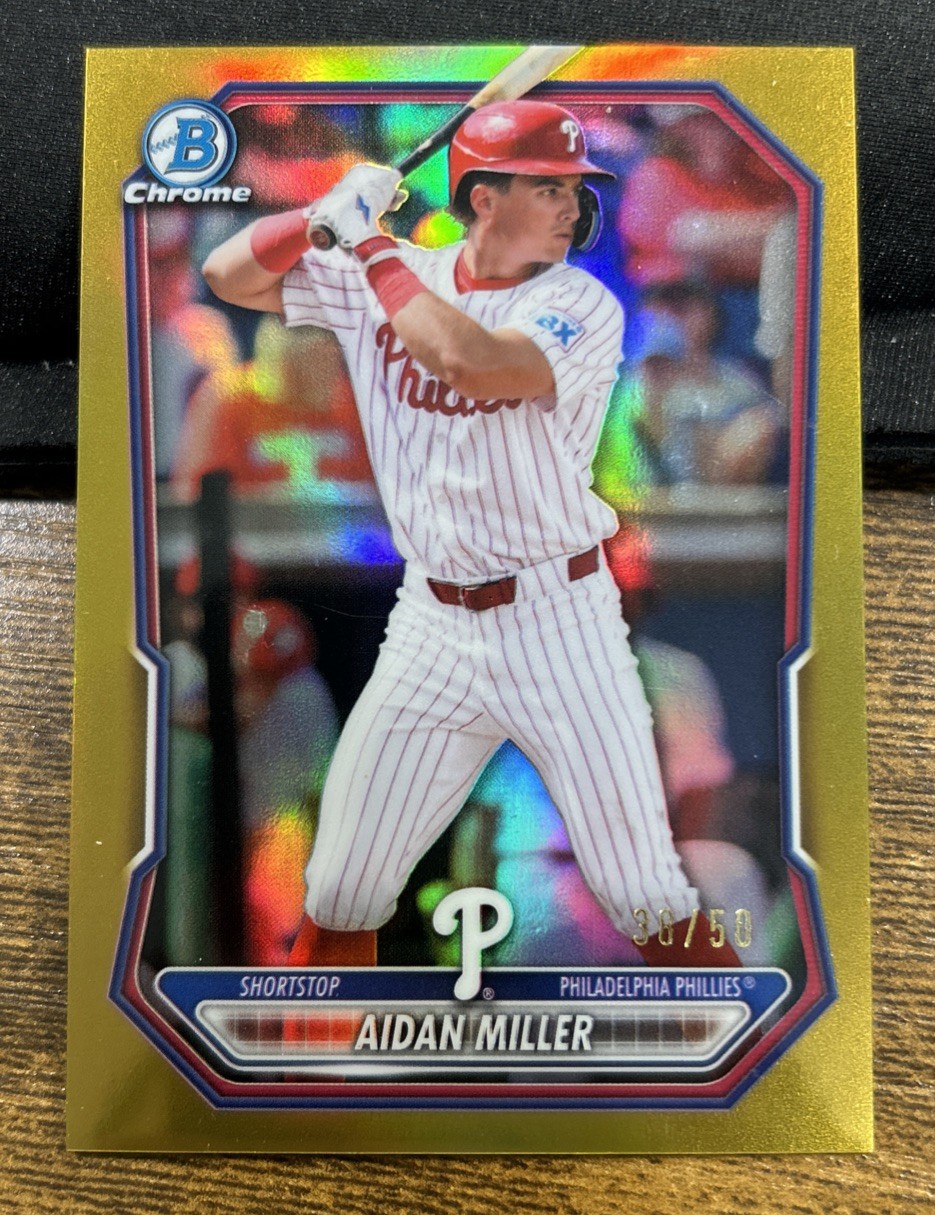 Aidan Miller 2026 Bowman Chrome Prospects Gold /50 #BCP-49 Phillies