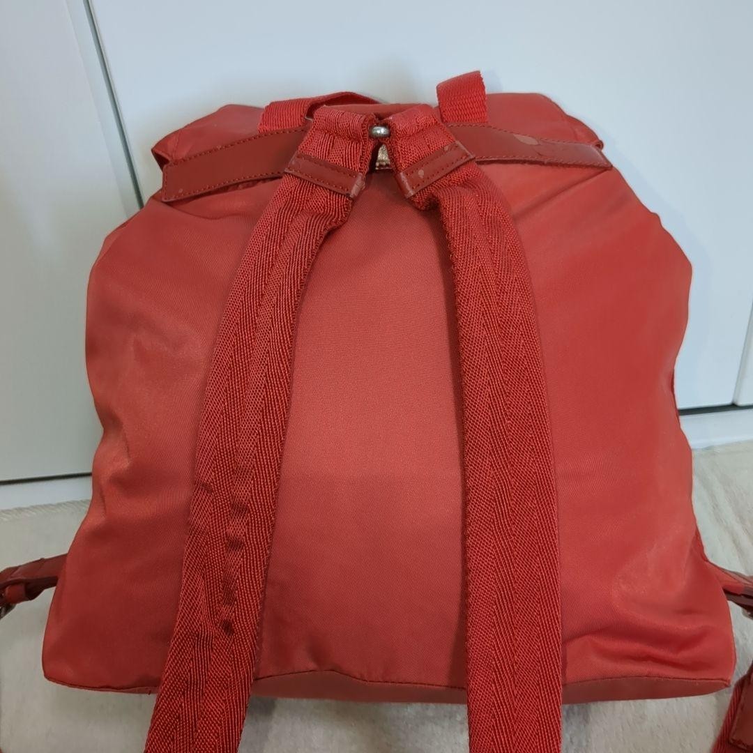 PRADA Backpack Red Testo Nylon Triangle Logo Leat… - image 8