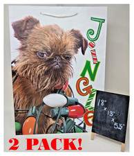 NEW *SET OF 2* Large Christmas Holiday Gift Bags 18"x13"x5.5" SHIH TZU