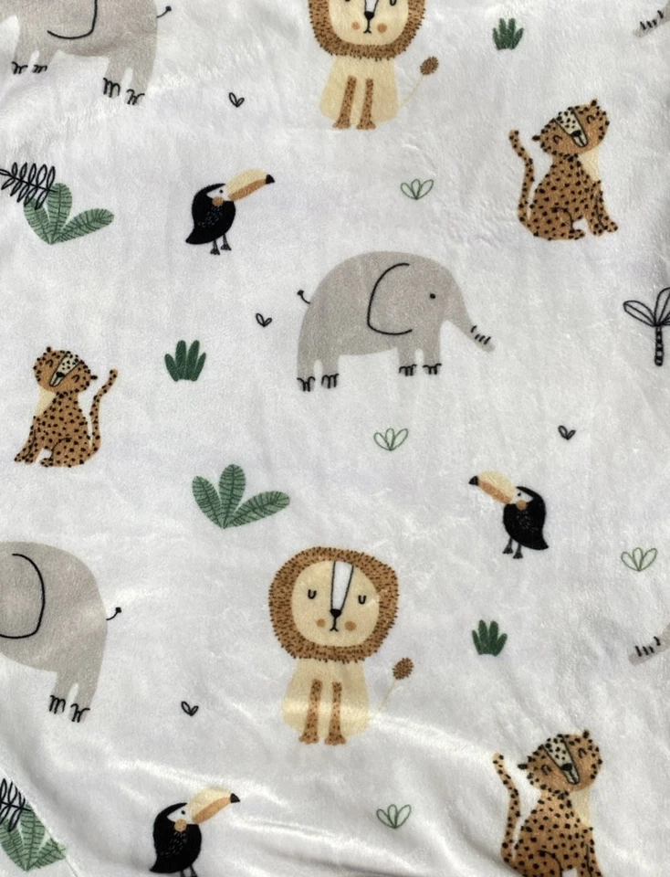 Manta Bebé Selva Safari Animales Reversible Blanco Sherpa Suave Lovey 30"x40" Foto 4 de 4