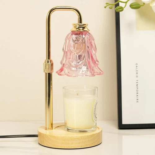 Supbri Candle Warmer Lamp with Timer, Pink Tulip Flower Glass Shade | Birthday G - product listing photo