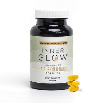 Inner Glow Advanced Hair, Skin & Nails Vitamins   90 Count (Pack of 1) 