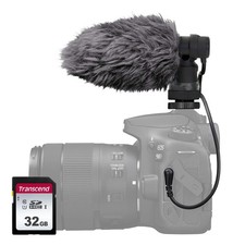 Canon DM-E100 Stereo Microphone with Wind Screen  Transcend 32GB SDXC/SDHC Card