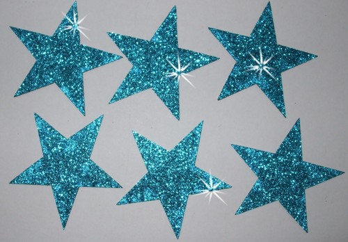 FABRIC GLITTER 2inch 50mm STARS IRON-ON HOTFIX T-SHIRT TRANSFER PATCH applique - Picture 9 of 12