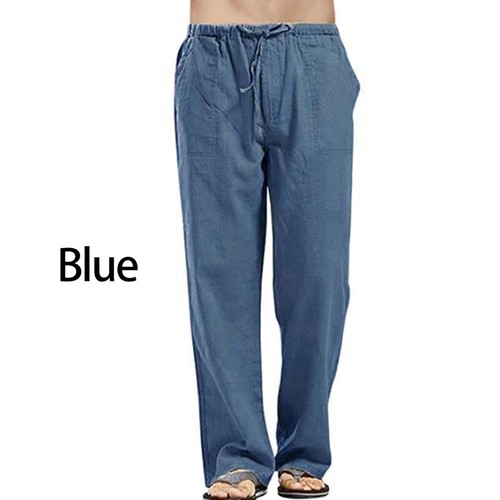 Pantalones informales de algodón de lino con cordón de otoño cintura pantalones largos sueltos - Imagen 60 de 91