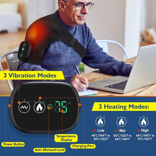 Cordless Heated Shoulder Brace with Vibration, Shoulder Massager for Men & Women - Picture 5 of 14