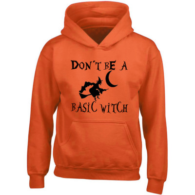 BLACK Logo Don't Be Basic Witch Unisex HOODIE Halloween Hoodie Halloween Boo 