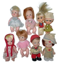 8 Piece Small Baby Dolls Vtg 60s Mixed Brands Uneeda Doll Hong Kong