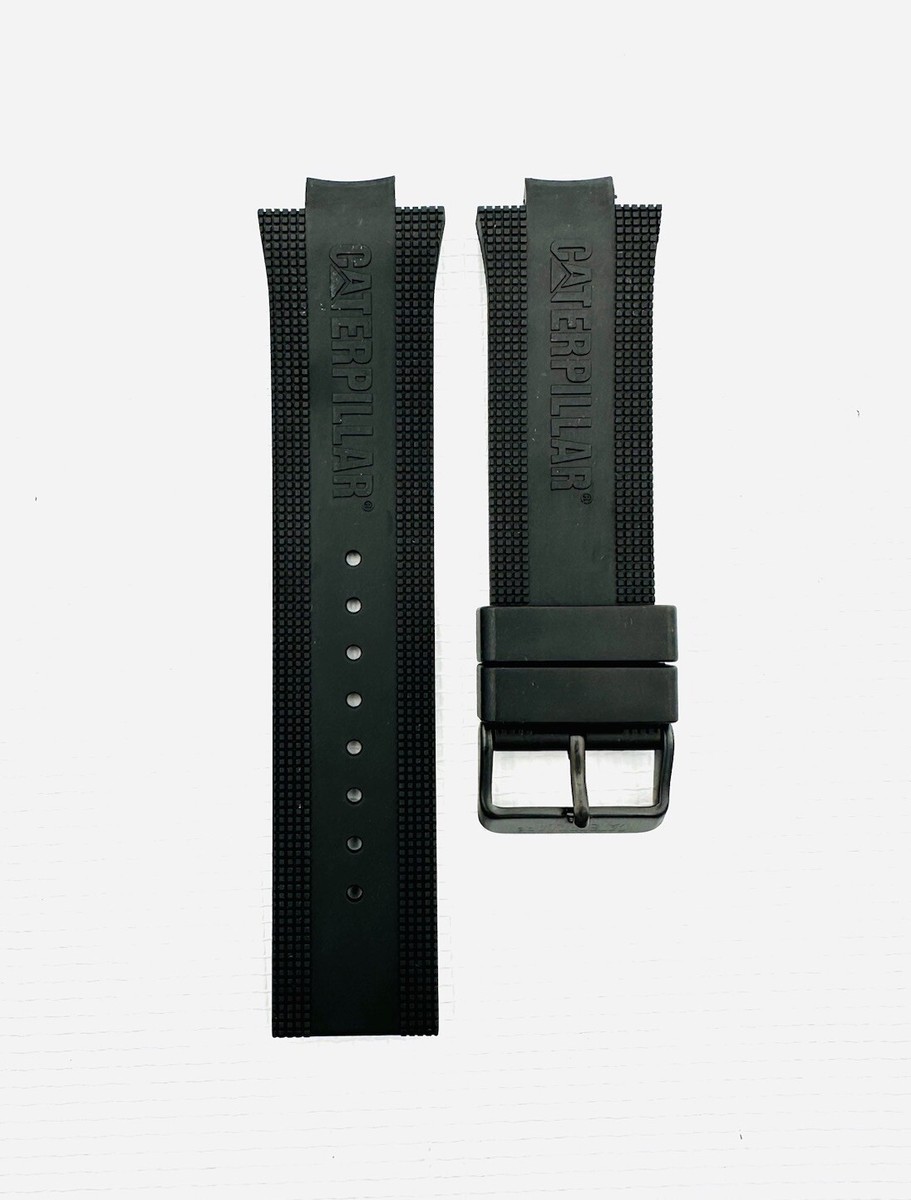 CAT Watch Strap , YP 163 , Black Rubber Strap , Silver Buckle , YP