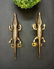 Lacquered Brass Crocodile Door Handle Alligator Themed Bedroom Door Pull CA635