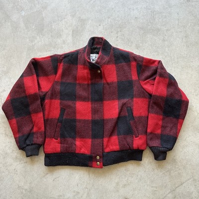 Vintage 90's Woolrich Wool Buffalo Plaid Bomber Jacket Made In