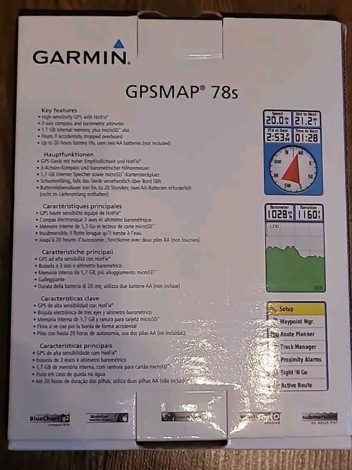 Garmin GPSmap 78s Handheld Marine GPS w/ 3axis compass & barometric