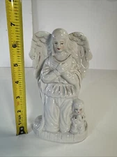 White Fine Porcelain Nativity Christmas Replacement Angel With Kid Figure