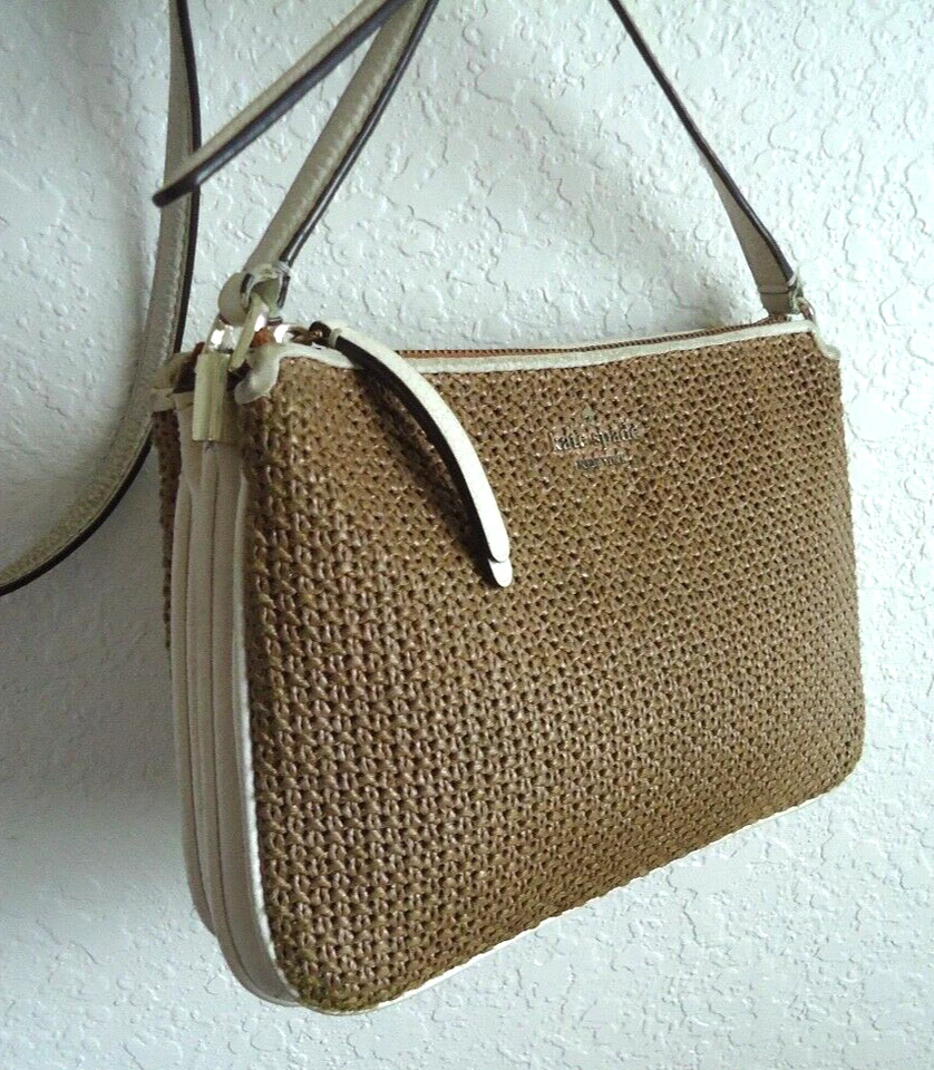 Bolso Bandolera Kate Spade New York Exterior Lino Marrón Talla-9.5x6.5x2 pulgadas Foto 3 de 4