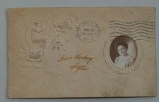 I Am Thinking of You Real Photo Woman RPPC Window Postcard 1908 Bucyrus OH 3530