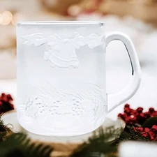 Duralex France Christmas Holiday Holly Berries Ornament DRX8 Clear Glass Mug NEW
