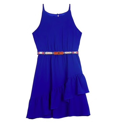 Girls 7-16 IZ Amy Byer Fit & Flare Ruffle Cobalt Blue Dress: size 16