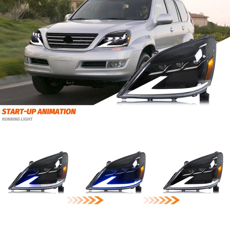 LED Headlights For Lexus GX470 2003-2009 Sequential Front Lamps  Assembly - Image 3 of 4
