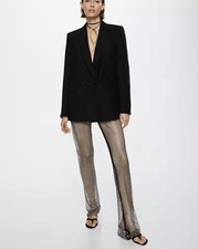 Women’s Sheer Sequin Crystal Rhinestone Embellished Party Cocktail Pants Size M