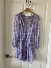 $395 LOVESHACKFANCY Popover Dress Blue Sheer Skies Size XS Blue Floral