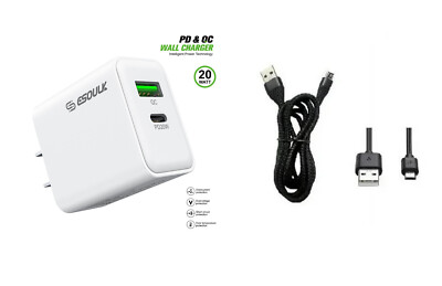 20W Home Wall Charger + Micro USB for Archos Core 101 V2 Dual SIM 3G 32GB