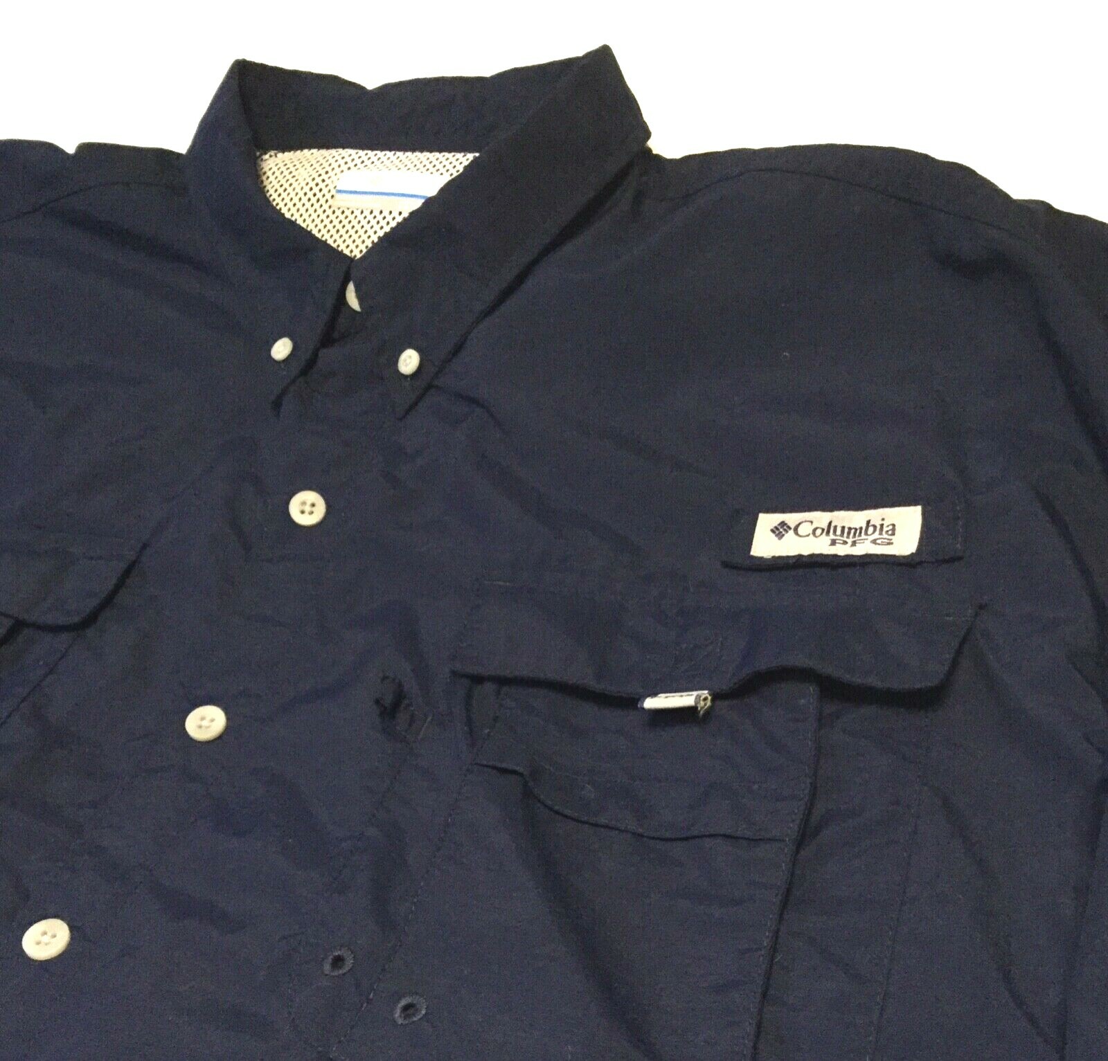 MEN'S COLUMBIA PFG 2XL SHORT SLEEVE SHIRT Dark Blue Performance Fishing Gear XXL thumbnail 2