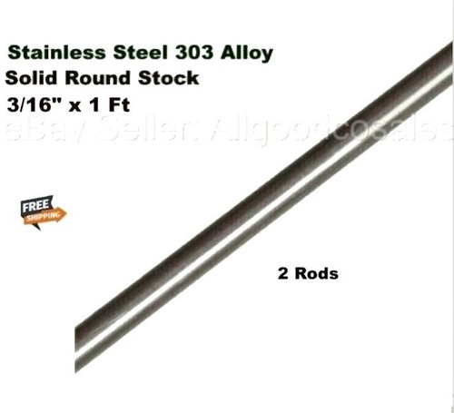 Stainless Steel Solid Round Stock 5/16" X 6 Ft Length - 303 Grade, Unpolished