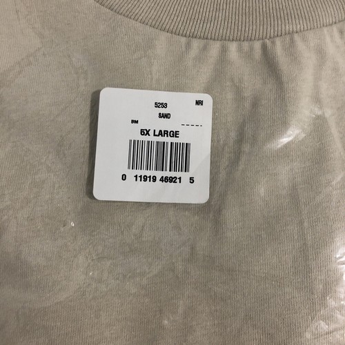 T-shirt maglietta uomo girocollo Hanes beige sabbia tinta unita 5X cotone - Foto 2 di 6