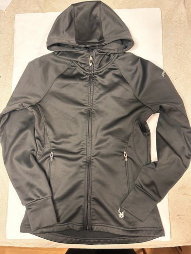 Spyder Active Jacket Women’s Med Black Full Zip Hooded Thumb Hole W/Mock Neck - Picture 2 of 18