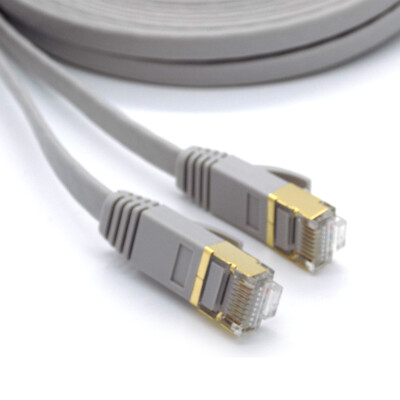 Ethernet Patch Internet Kabel Cat7 FLAT RJ45 Netzwerk 10Gbps SSTP Leitung grau Posten