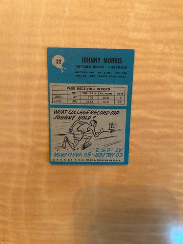 1964 PHILADELPHIA FOOTBALL #22 JOHNNY MORRIS!! $1 SHIPPING!! - Picture 2 of 2