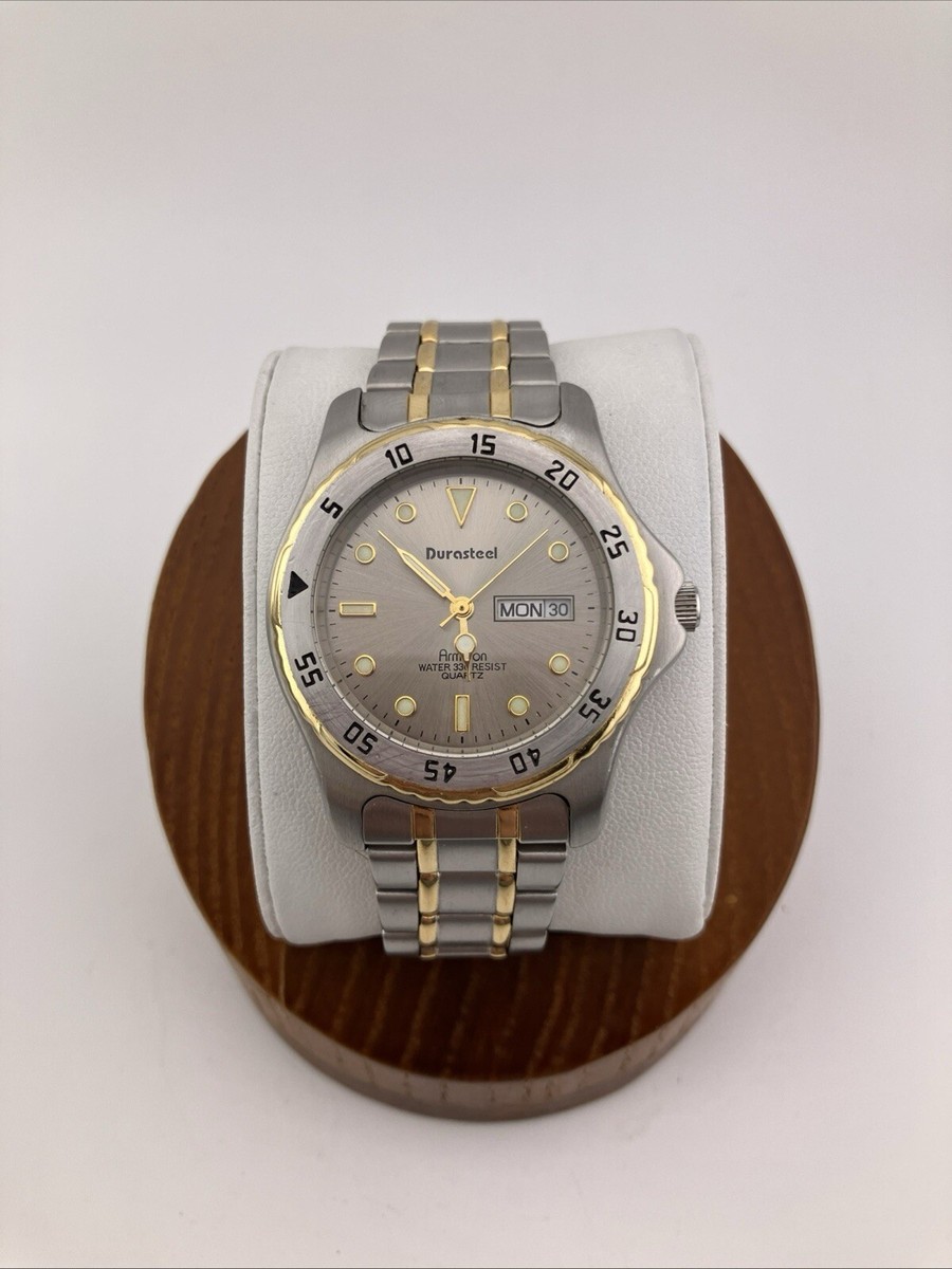 Durasteel Armitron Men 40mm Watch Silver Gold Tone Day/Date - Main Image