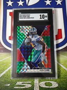 Ceedee Lamb 2020 Mosaic Red Green Choice PRIZM Rookie #207 SGC 10 POP 6 GEM MINT