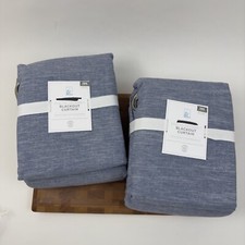 Pottery Barn Kids Evelyn Grommet Blackout Curtains Drapes 54 x120 Chambray x 2