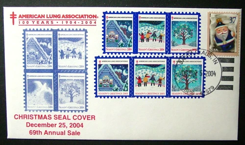 US, 2004 Santa Claus Indiana FDC & Tied On, Designs 2003-4 & 2004-1, Unused