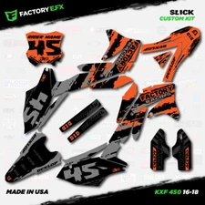 Gray & Orange Slick Racing Graphics Kit fits 16-18 Kawasaki KXF450 KX450F  Decal