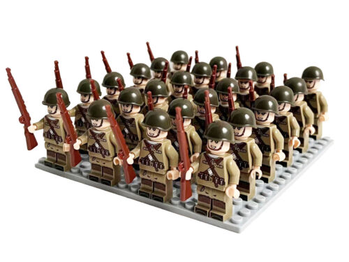 Set 24 pezzi figurine militari WW2 (USA, UK, GER, FRA, SOVIET), regalo giocattolo fai da te per bambini - Foto 11 di 35