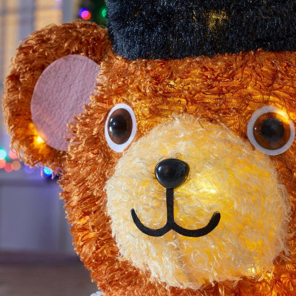 Home Accents 3 Ft Yuletide Lane LED Teddy Bear Nutcracker Tinsel