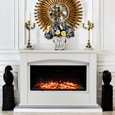 34inch Fireplace 12 LED Log Fire Flames Inset Electric Fire Wood Mantel & Light
