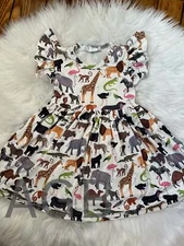Zoo Animals Print Girl Dress
