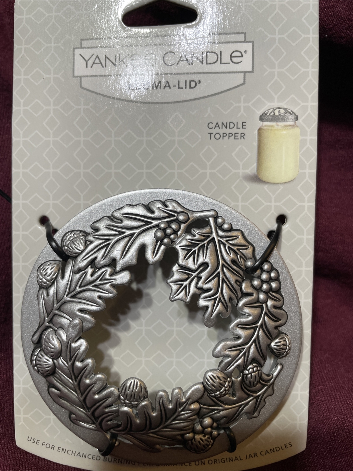 Yankee Candle Illuma Lid Jar Topper Leaves and Acorns Fall Autumn