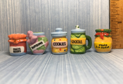 Tiny Kitchen Jars Crocks Food Storage Jam Feves Dollhouse Kitchen Miniatures