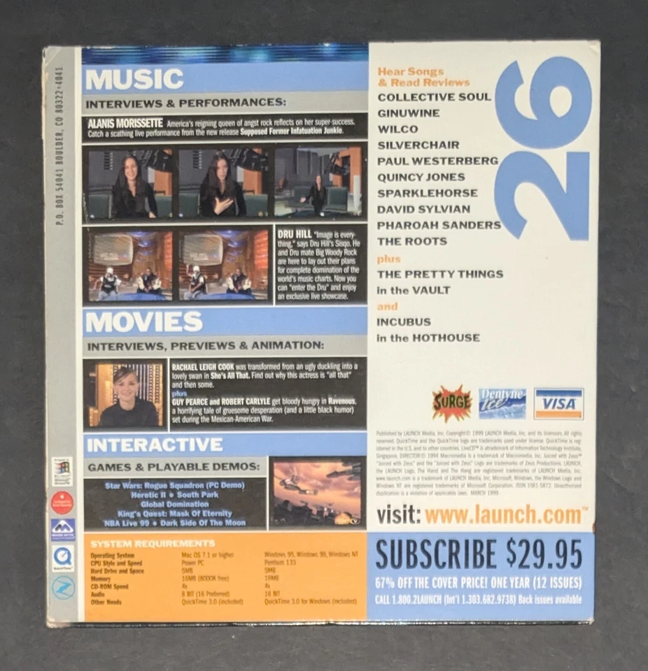 Alanis Morissette Launch 26 CD Rom Music Magazine 1999 Everlast Dru Hill Foto 4 de 4