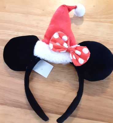 Disney Red and Black Minnie Mouse Holiday Headband Holiday Black White and Red Plaid Ears Headband With Sequin  main image 4