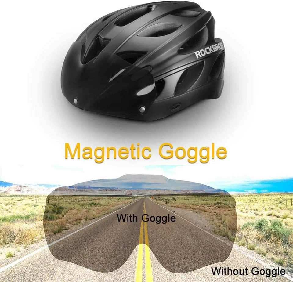 RockBros Bike Helmet Adjustable with Magnetic Visor Open Face Lightweight Helmet - Image 4 of 4