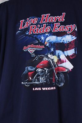 Harley Davidson Cafe Las Vegas T Shirt Live Hard Ride Easy Size XL Eagle Flag