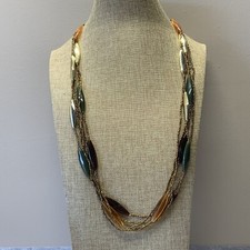Earth tone beaded multi strand beaded necklace
